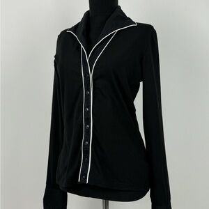 Anne Fontaine Black Fitted Notched Collar Shirt